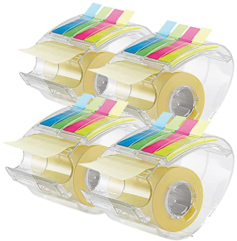 PEARL Klebezettelroller: 4er-Set Haftnotizen-Spender je mit 10 m Rolle & 80 Index-Haftstreifen (Post-It-Roller, Klebezettelblock)