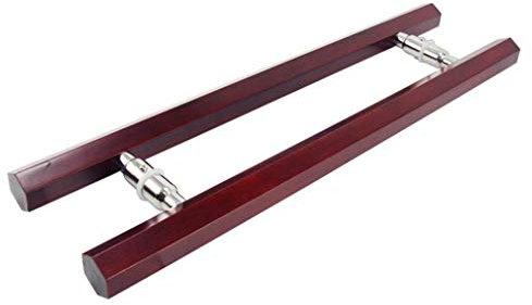 ZDW Hexagonal Solid Wood Commercial Push-Pull Door Handle/Glass Door Handle/Sauna Door Handle, Wine Red