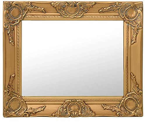 Homiuse Wandspiegel im Barock-Stil 50x40 cm Golden - Vintage Fensterspiegel Shabby Chic Möbel - Antik Badezimmerspiegel Flur Deko Wand