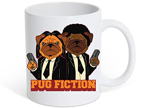 TRVPPY Tasse Pug Fiction Weiße Kaffeetasse Geschenk, Keramik Mit Filme Motiv
