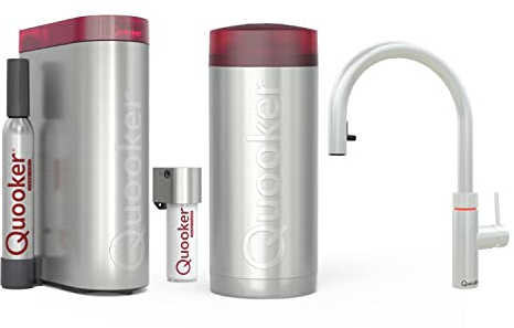 Quooker Flex mit Reservoirs COMBI+ und Cube inkl. Filter Sofort-Kochend-Wasserhahn (Voll-Edelstahl)