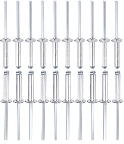 DTGN 4mm x 20mm (DXL) Blind Rivets - 60Pack - Good for Machinery Joining - Aluminum Dome Open End Rivet