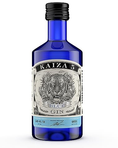 KAIZA 5 BLUE GIN – 0,05 l - 43% | Gin d'Afrique du Sud/Le Cap | Floral, fruité, frais | Sureau, myrtille et fruit du dragon