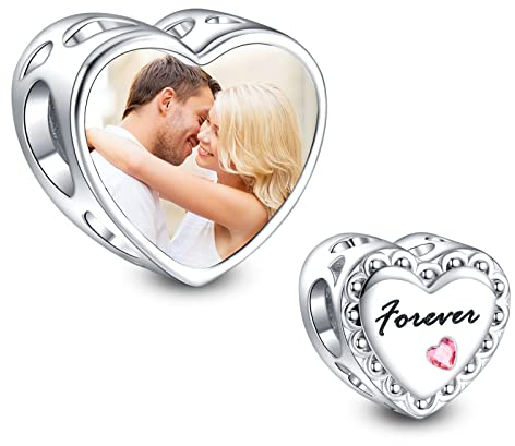 NINGAN Forever Love Personalizada Foto Charm Para Esposa 925 Sterling Silver Joyería Cuentas Adecuado para Mujeres Pulseras y Cadenas