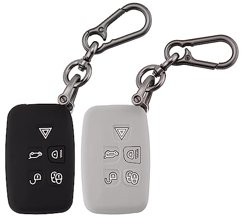 ERMWALR 2 Stück Auto-Schlüsselanhänger-Abdeckung, Schutz, passend für Land Rover LR4, Range Rover Sport, Jaguar XF, XJ, XJL, F-Pace, 5-Tasten-Schlüsselanhänger-Hülle mit Schlüsselanhänger (Rov-BG)