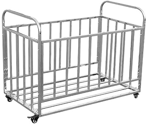 Estante de Pelota Carro De Almacenamiento De Bola Rodante De Acero Inoxidable, Jaula De Bolas Grande Y Resistente Con Ruedas Para Garaje/escuela/sótano/entrada, Papelera Organizadora De Equipos Multid