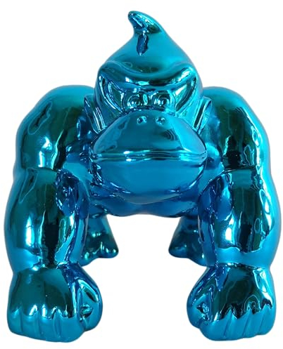 Generisch Luxus DekoFigur AFFE Donkey Gorilla Kong Urwald Dschungel Berggorilla Chrom blau