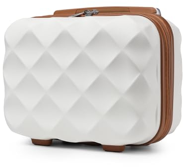 British Traveller Vanity Case Rigide 31x25x17.2cm, Trousse de Toilette Rigide, Trousse de Toilette Portable étanche Vanity Voyage (Blanc)