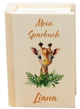 Meinkerzenshop Mein erstes Sparbuch - personalisierte Spardose aus Holz mit unterschiedlichen Kindermotiven zur Auswahl