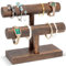 ProCase 2 Etagen T-Form Armbandhalter aus Holz, Abnehmbare Armband Halterung Schmuckhalter Armbänder Display, Vintage Armbandständer Uhrenständer Aufbewahrung für Armreifen Haarklammern Uhren -Braun