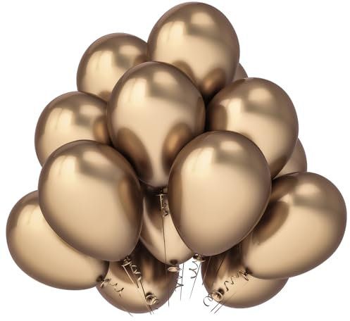 SimpleWild Premium 12-Inch Metallic Champagne Balloons, Pack of 30 | Shiny Thick Baloons Chrome Finish for Birthday Party Decoration, Baby Showers, Gender Reveal | Helium and Air Compatible Ballons