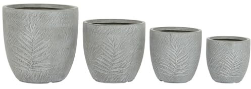 Home ESPRIT Set de Maceteros Gris Claro Fibra de Vidrio Magnesio 44 x 44,5 x 43 cm (4 Unidades)