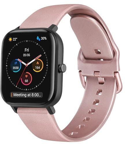 Mugust Correa 20mm para Amazfit Bip/Bip Lite/Bip U/Bip U Pro/Bip 3/Bip 3 Pro/Bip S/Bip S Lite Mujer Hombre, Silicona Suave para Amazfit Bip 3 Pro(Oro rosa)