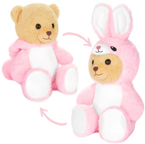 BRUBIES Teddy Hase - 25 cm Teddybär im Hasenkostüm mit Kapuze - Plüschtier für kuschelige Abenteuer - Kuscheltier Geschenk für Kinder
