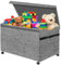 Caja de almacenamiento con ruedas de 360° para niños, caja de juguetes con tapa, 83 L, plegable, caja de almacenamiento con asas, grande, para habitación de los niños, ropa, dormitorio (gris)
