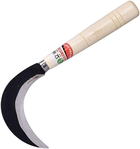 Ljxquisite Giardinaggio giapponese erba falce acciaio,Strumento di falciatura, Erba falcia,Boccale per bonsai fiori,Manico in legno