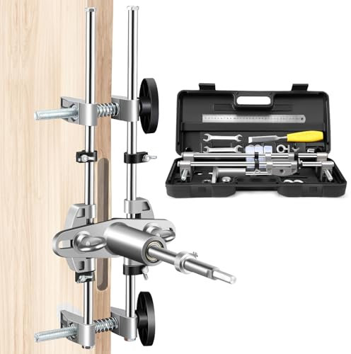 Door Lock Mortiser Kit, Lock Fitting Jig Maintenance Set Woodworking Hole Saw Opener with18mm 22mm 25mm Tungsten Steel Cutters for Wooden Door Lock Installation Jig Tool