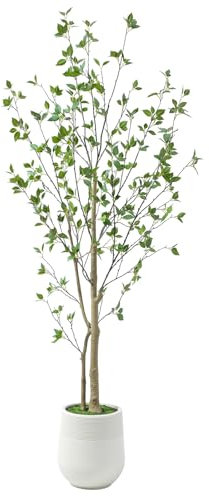Bellacat 6ft Minimalist Artificial Citrus Tree with Large Exquisite Planter, 72in Faux Citrus Tree, Realistic Leaves, Indoor/Outdoor Decor