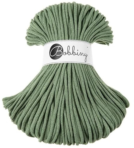 Bobbiny Makramee-Schnur, geflochten, Premium, 5 mm (Eukalyptusgrün), 100 m