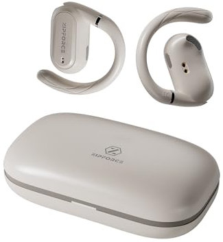 ZIPFORCE True Wireless Earbuds, Open-Ear Bluetooth 5.4 Headphones 4-Mics ENC Clear Call, Bluetooth Earbuds Touch Control, IPX6 Waterproof TWS, Light-Weight Earphones, Beige