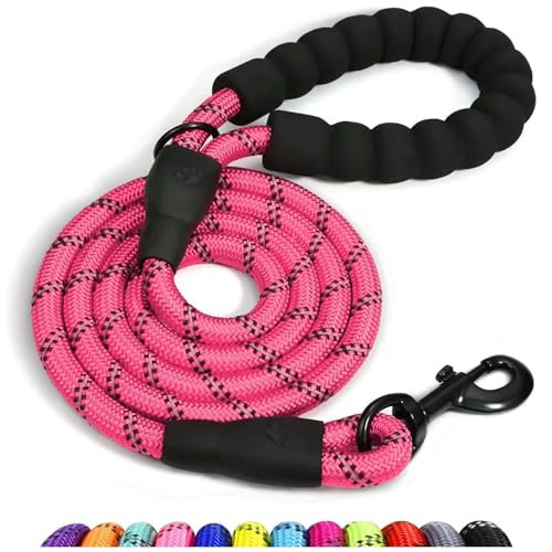 Spanner In The Works® | Pink Dog Lead For Large Dogs - Reflective Leashes, 1.5 Metre Long Lead, Thick 13mm Anti Pull Dog Leash | Comfort Handle, Very Strong 360 Swivel