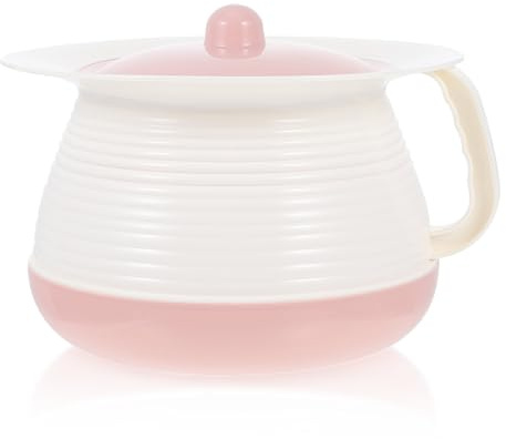 Tragbarer Nachttopf 21x18,5x14cm aus Kunststoff mit Deckel, Rosa | PP Ausführung, Stabile Form mit Griff, für Patienten, Campingzelt und Auffangbehälter im Alltag