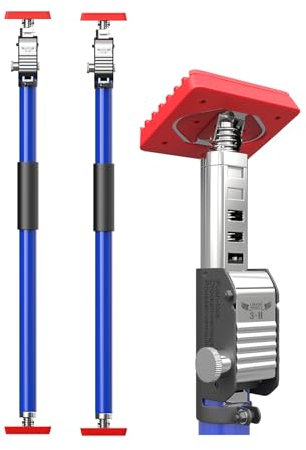 3-H Heavy Duty Plasterboard Prop & Cabinet Jack 2 Pack, All-Metal Telescopic Support Pole 75-133cm with Dual Safety Lock-75KG Load Capacity for Drywall, Door Frame Tensioner, Third Hand DIY Tool(Blue)