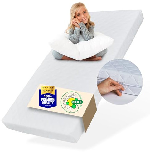 Kids Collective Matratze 140 x 200 Baby Kindermatratze 140 x 200 cm mit waschbarem Bezug für Kinder 10 cm hoch, Wendematratze eco5 Zertifizierung für Kinderbett Bodenbett Doppelbett