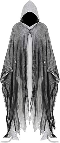 Halloween Geister Umhang | Halloween Umhang Mit Kapuze | 2024 Neu Halloween Umhang | Halloween Geister Kostüm Erwachsene | Sensenmann Kostüm | Gruselige Aktivitäten Cosplay Kostüm Für Herren Damen