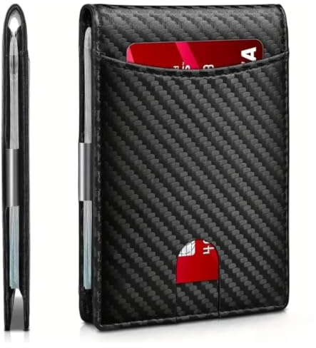 KF-Premium Slim Card Holder Wallet for Men with Money Clip – Minimalist RFID Blocking Front Pocket Leather Wallet for Secure Card and Cash Storage