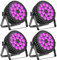 4 pièces UV+RGB 200W LED Par Projecteur, 18 led par projecteur lumière de scène lumière de fête RGB DMX512 5-en-1 éclairage par lumière disco pour scène DJ Party Show Bar Halloween Noël