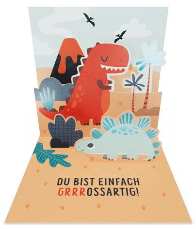 Grafik-Werkstatt |Pretty Pop-Up Mini-Karte | dreidimensional | Geburtstag Kind | Dino