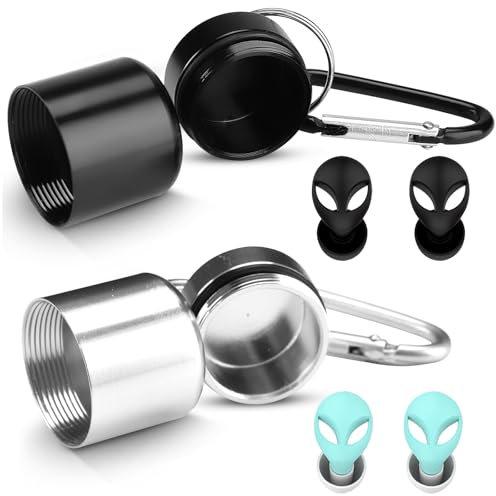 Ohrstöpsel zum Schlafen 2 Paar Silikon Gehörschutz Ohrstöpsel, Wiederverwendbar, Ohr-Stöpsel lärmreduzierung, Seitenschläfer,Schnarchen,Reisen,Arbeiten,Konzerte, bibliotheken mit Alubehälter+Karabiner