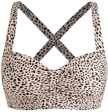 ZAFUL Women Leopard Bikini Top Supportive Ruched Swim No Bottom Leopard S
