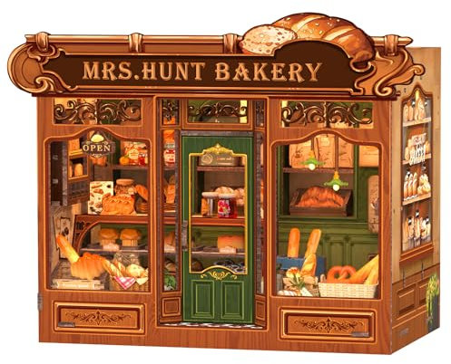 Fsolis DIY Book Nook Kit & Maison de poupée - Maison Miniature Moderne avec éclairage LED, Puzzle en de et Accessoires décoratifs, Les Cadeaux Les Plus créatifs(Mrs.Hunt Bakery)