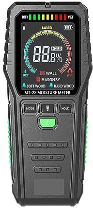Moisture Meter, MT-10 EMT01 Wood Moisture Meter Wood Humidity Tester Hygrometer Timber Damp Detector Tree Density Digital Tester Grey for Firewood Timber and Brickwork(MT28C Lossless)