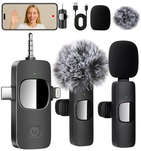 Nagobi Microphone for iPhone 3 in 1 Mini Microphone Wireless Lavalier Microphones USB C Lapel Mic Clip on Mic for iPhone, iPad, Android, Camera for Video Recording, Vlog, YouTube, TikTok