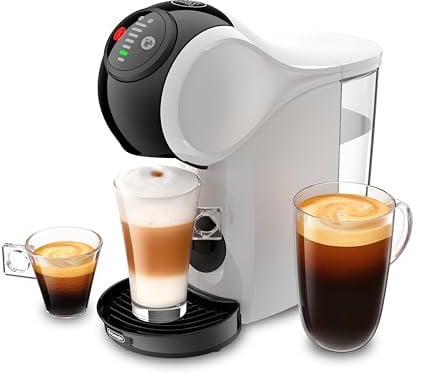 Dolce Gusto De'Longhi Genio S EDG226.W, Capsule Coffee Machine, Pod Coffee Maker with Compact Design, Adjustable Drink Size, Removable Water Tank 0.8L, Pack with 24 Capsules, White