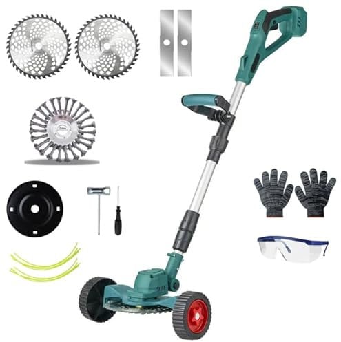 Desbrozadora con batería para Makita 18 V (sin batería), con cuchillas de corte 4 en 1, hilo de desbrozar, batería cortadora de césped, cortadora de bordes de rueda para cortacésped y ruedas