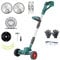 Tagliaerba a batteria, per Makita 18 V (senza batteria), con lame di taglio 4 in 1, filo per tagliaerba a batteria, tagliaerba e ruote