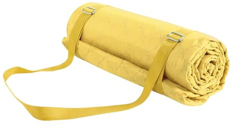 DecoHomeTextil Heimtextilmanufaktur Picknickmatte mit Tragegurt Gelb 130 x 170 cm Matte Strand Wandern Outdoor Pool Schwimmbad Camping
