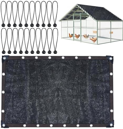 Miyanvuo Schutz Für Hühnerstall, Hühnerkäfig Abdeckung Mit Zugbällen, Netz Atmungsaktives Gitter UV Schutz Für Garten Terrasse Gewächshaus Balkon Outdoor