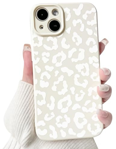NITITOP for iPhone 13 Case Cute Leopard Print Design - White | for Women Girls Men, Aesthetic Animal Design, Soft TPU Shockproof Cover, Raised Camera Bumper Protection