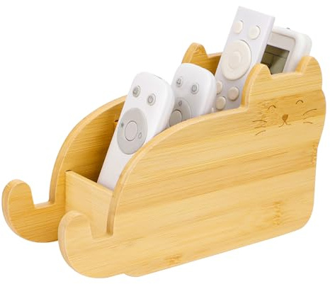 BOJVESH Wooden 4 Compartments Remote Control Storage Holder