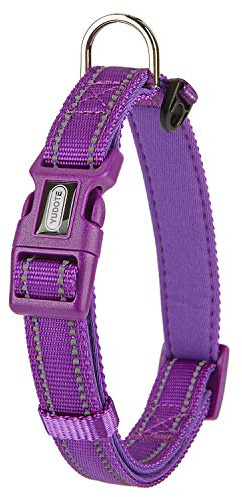 YUDOTE Reflective Adjustable Nylon Dog Collar with Reflevtive Soft Neoprene Padding for Medium Sized Dogs Daily Use Dark Purple M