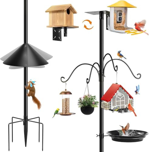 234 cm Mangiatoia per uccelli da esterni, Supporto Stazione Alimentazione Uccelli, Base Metallica Regolabile 5 Denti, Terrazza Decorazione Giardino (Senza Casetta) Kit Completo