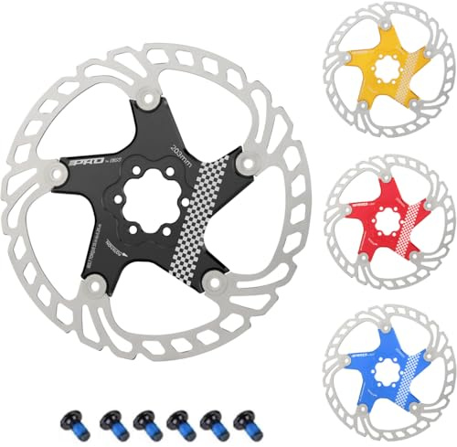 CYSKY Fahrrad Bremsscheibe mit 6 Schrauben 140mm/160mm/180mm/203mm CNC-gefräste Edelstahl Schwimmend Gelagerten Bremsscheiben für ebike, Rennrad, MTB, BMX, Fatbike, Gravel bike (Schwarz, 203mm)
