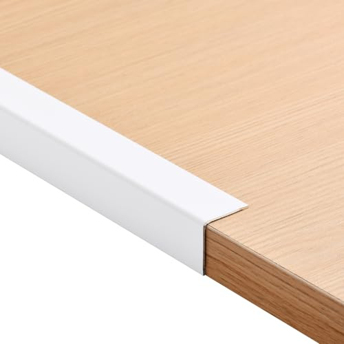 4pcs Aluminum Corner Guards Self-Adhesive Metal Corner Protector for Wall Tile Edge Door Frame Cabinet Baseboard Protection and Decoration,Edging Molding Trim for Kitchen Islands(0.9m x 2cm,White)