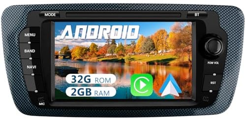 Junsun Android Autoradio für Seat lbiza 2009-2013 2GB+32GB mit CarPlay | mit 7 zoll Touchscreen, Android Auto, Bluetooth Navigtion, Lenkradsteuerung, FM Radio, Split Screen