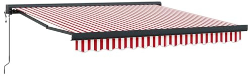 LKJephalotrop Tenda da sole con braccio snodato, 350 x 250 cm, retrattile, in alluminio e poliestere, protezione solare, con manovella, per giardino, terrazza, balcone e esterni